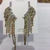 925 silver needle artificial rhinestone tassel earrings, long earrings, feminine charm, European and American exaggerated personality earrings and earrings details Picture
